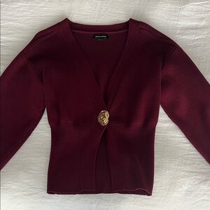 Elegant Burgundy Cardigan Sweater
